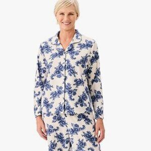 NWT Martha Stewart Microfleece Sleepwear for Women Cozy 2-Piece Notch Collar PJ
